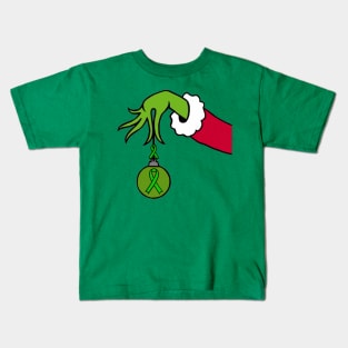 The Mean Green One holding a Awareness Ribbon Christmas ball (Green) Kids T-Shirt